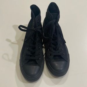 All black Converse hi tops - womens size 9 mens size 7